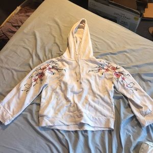 Floral tattoo style cropped hoodie